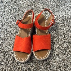 Orange espadrille sandal heels